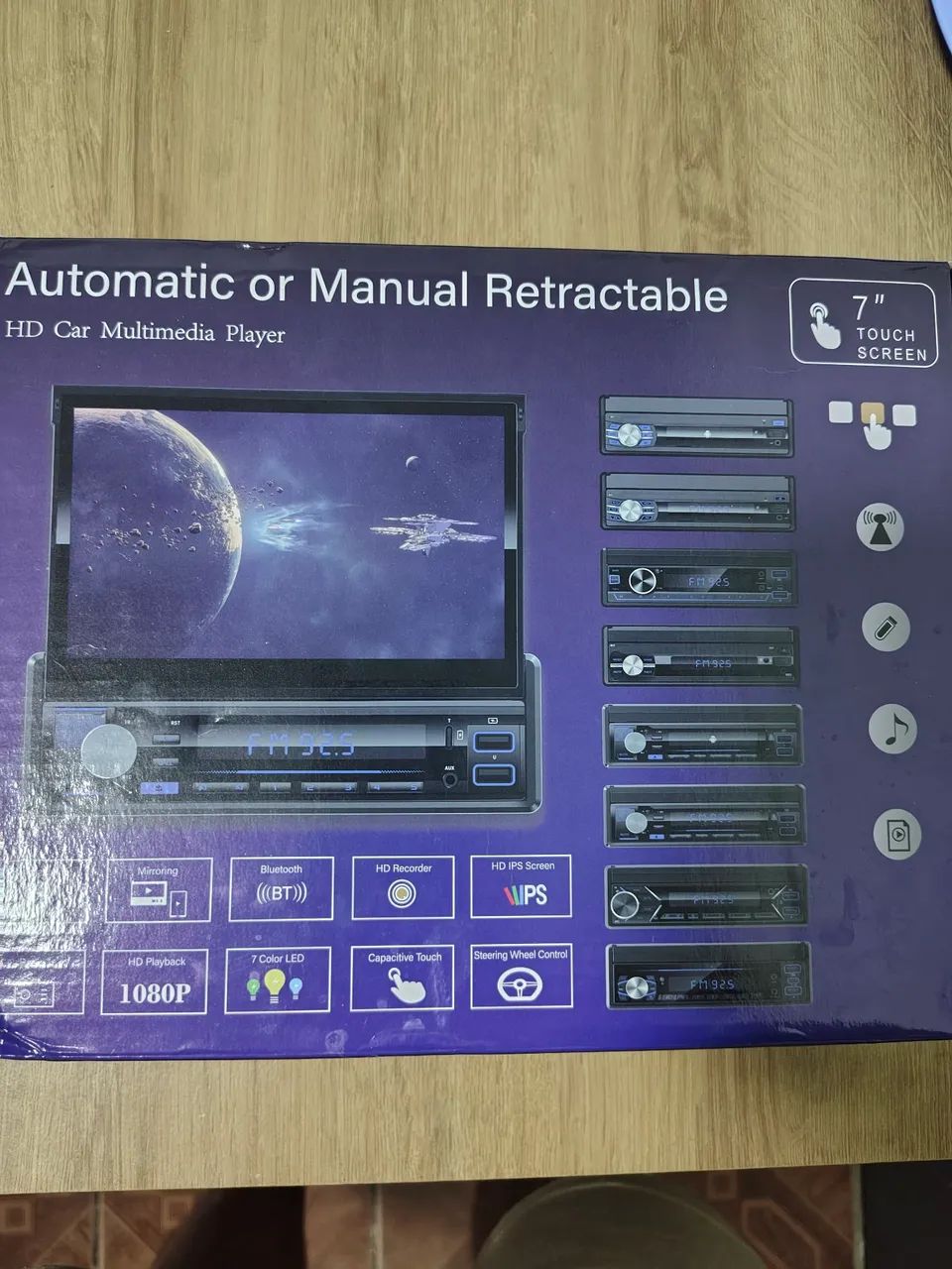 Multimídia universal MP5 tela retrátil 7 polegadas automática 