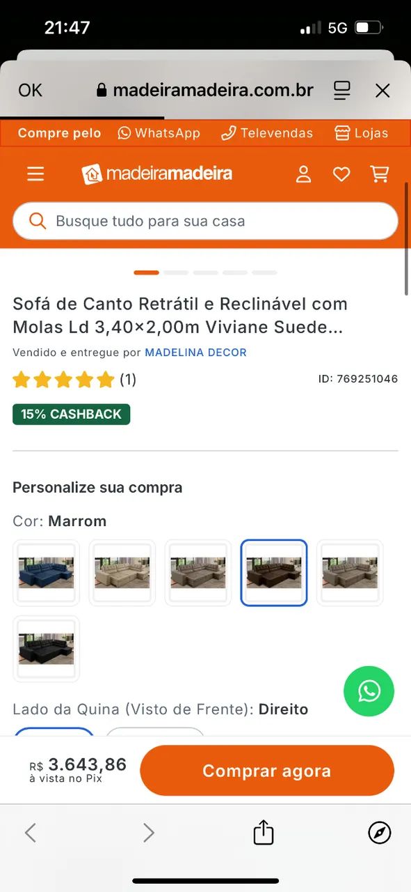 SOFÁ 5 LUGARES 3,40 x 2,00 ENTREGO HIGIENIZADO - Foto 5