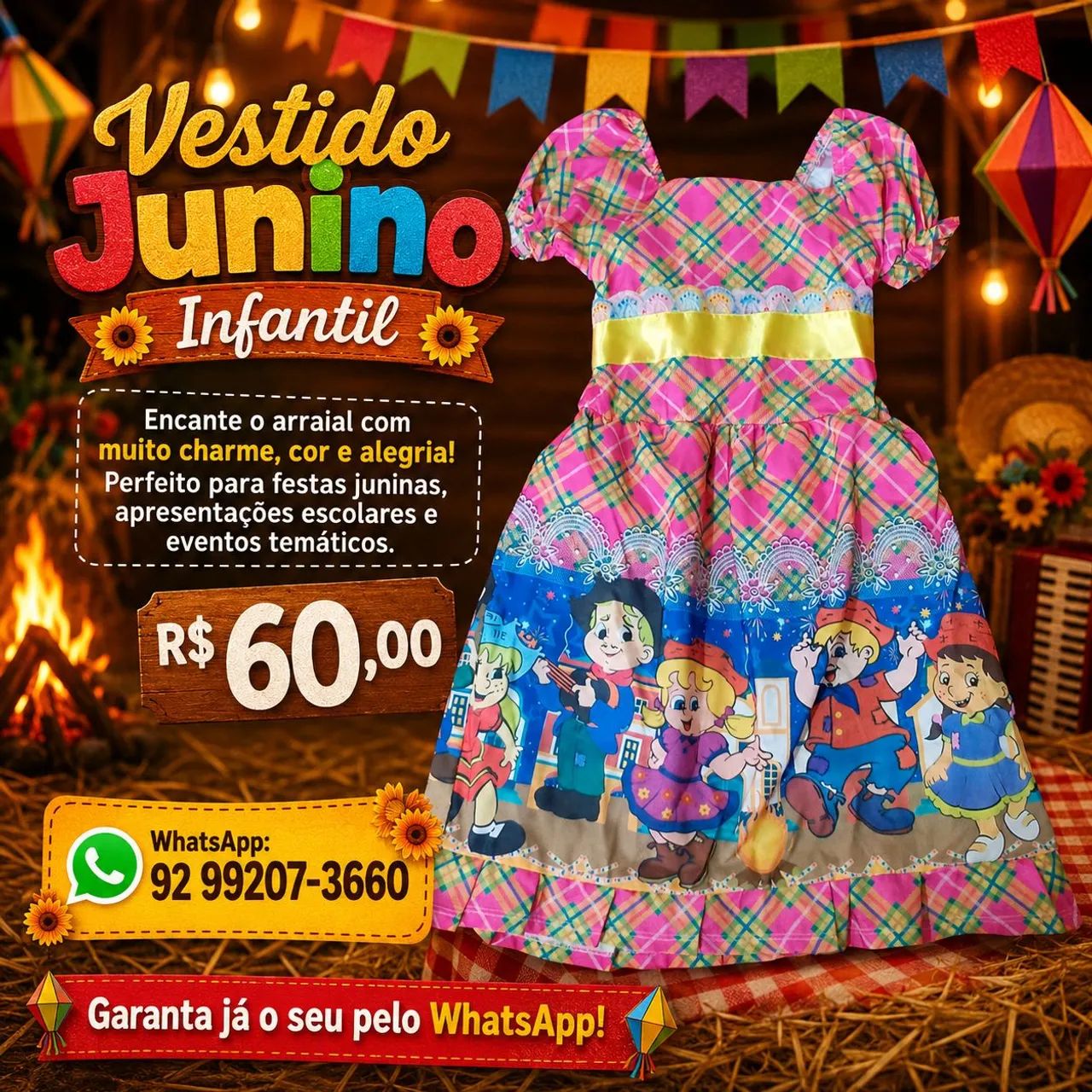 Vestido Junino Infantil 