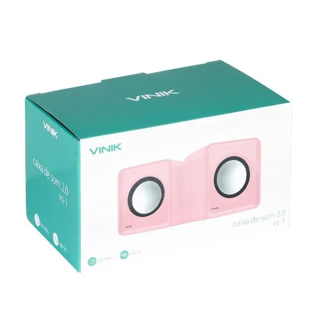 CAIXA DE SOM 2.0 USB 5V 2X 1W COM CONTROLADOR DE VOLUME ROSA - Foto 4