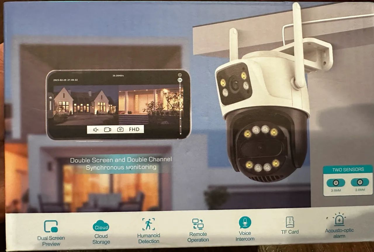 Câmera De Segurança Externa Wifi Dupla Lente Zoom 8x - Nova