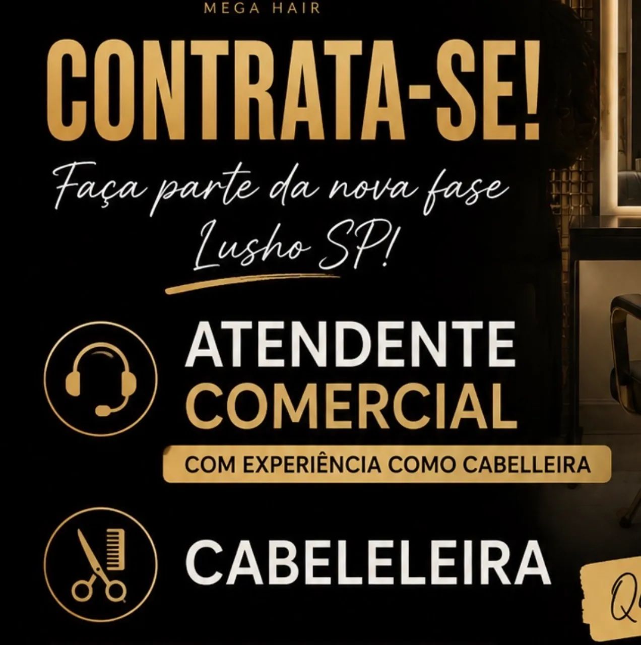 Atendente comercial / cabeleira 