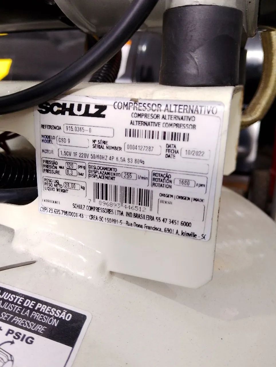 Compressor odontológico 30lt 1,5 Hp schulz - Foto 2
