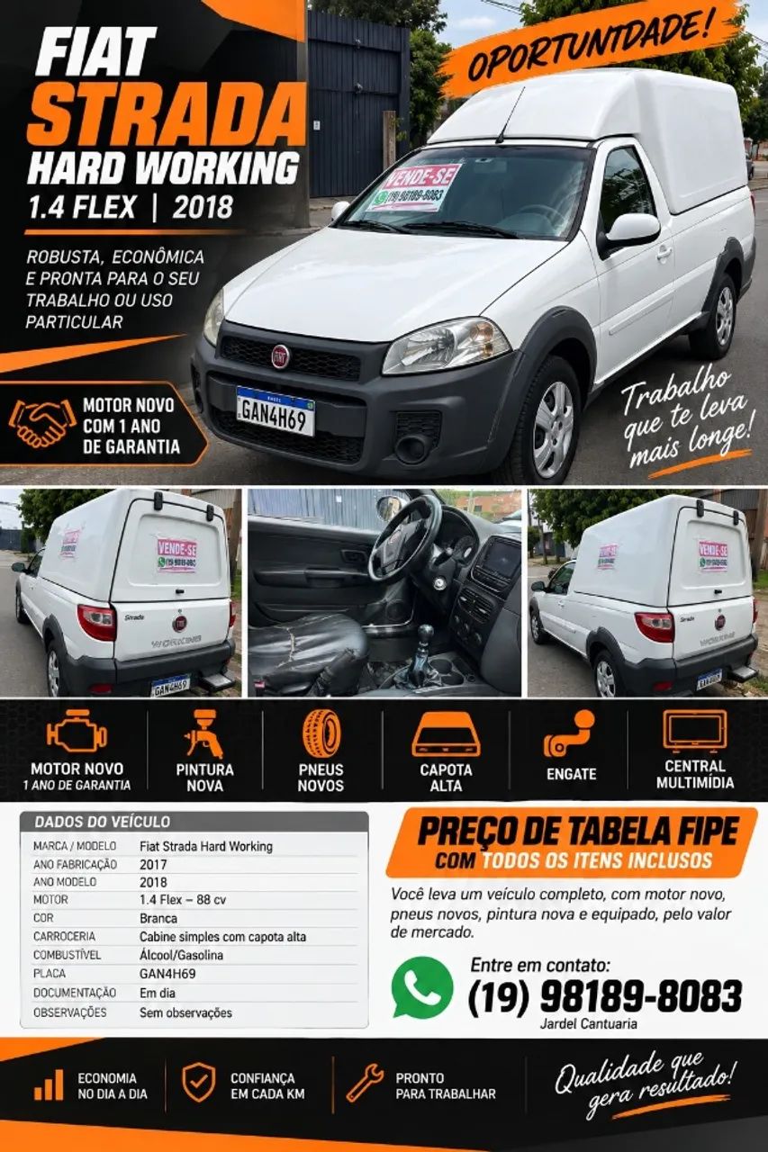 Fiat Strada Working Hard 1.4 Fire Flex 8V CS 2018