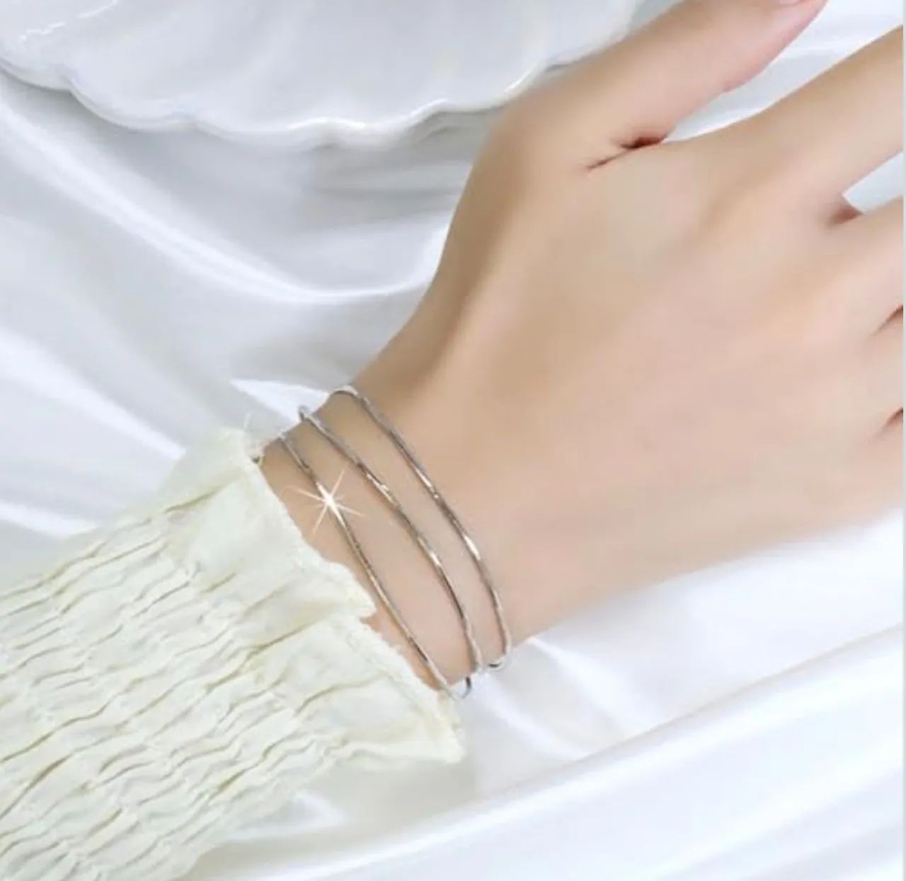 Pulseira prata 3 fios - Foto 2