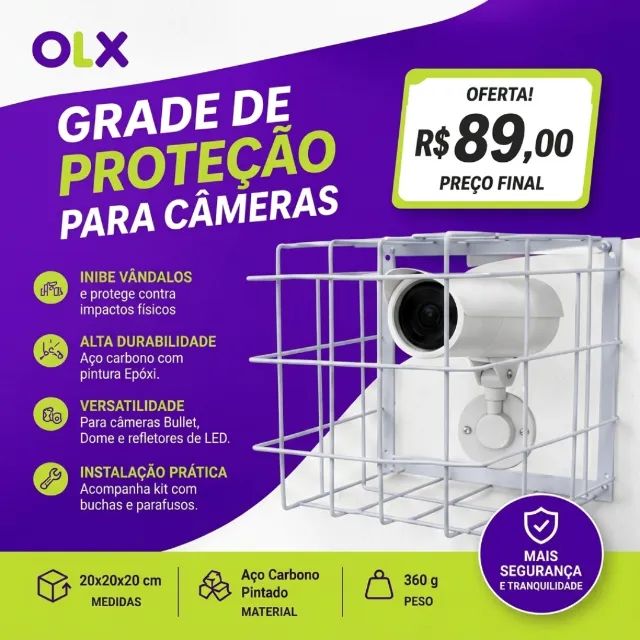 Grade de Proteção Reforçada 20x20 para Câmera de Segurança e Refletor