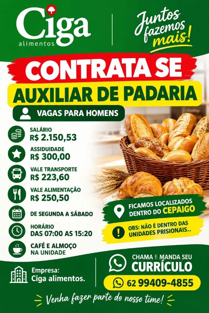 Auxiliar de padaria 