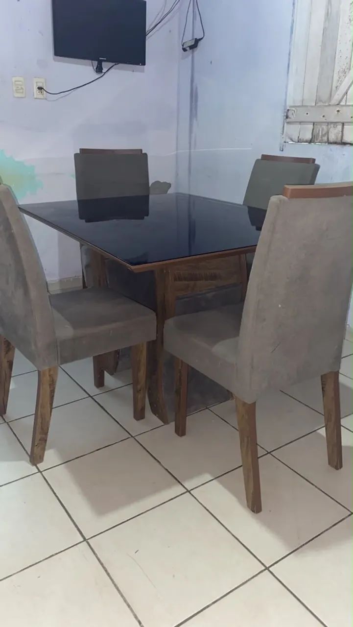 Venda conjunto de mesa e cadeira + rack + tv 32 polegadas  - Foto 3