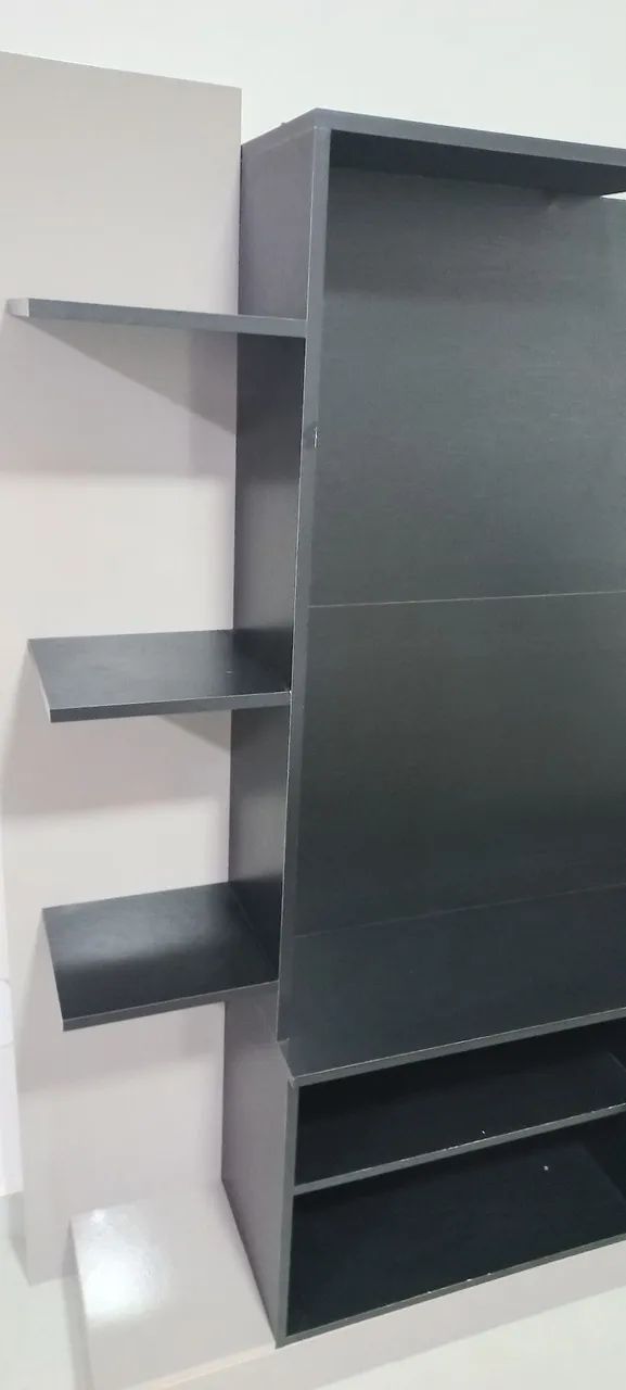Painel TV acetinado TX cor lacca fumê/preto - Foto 3