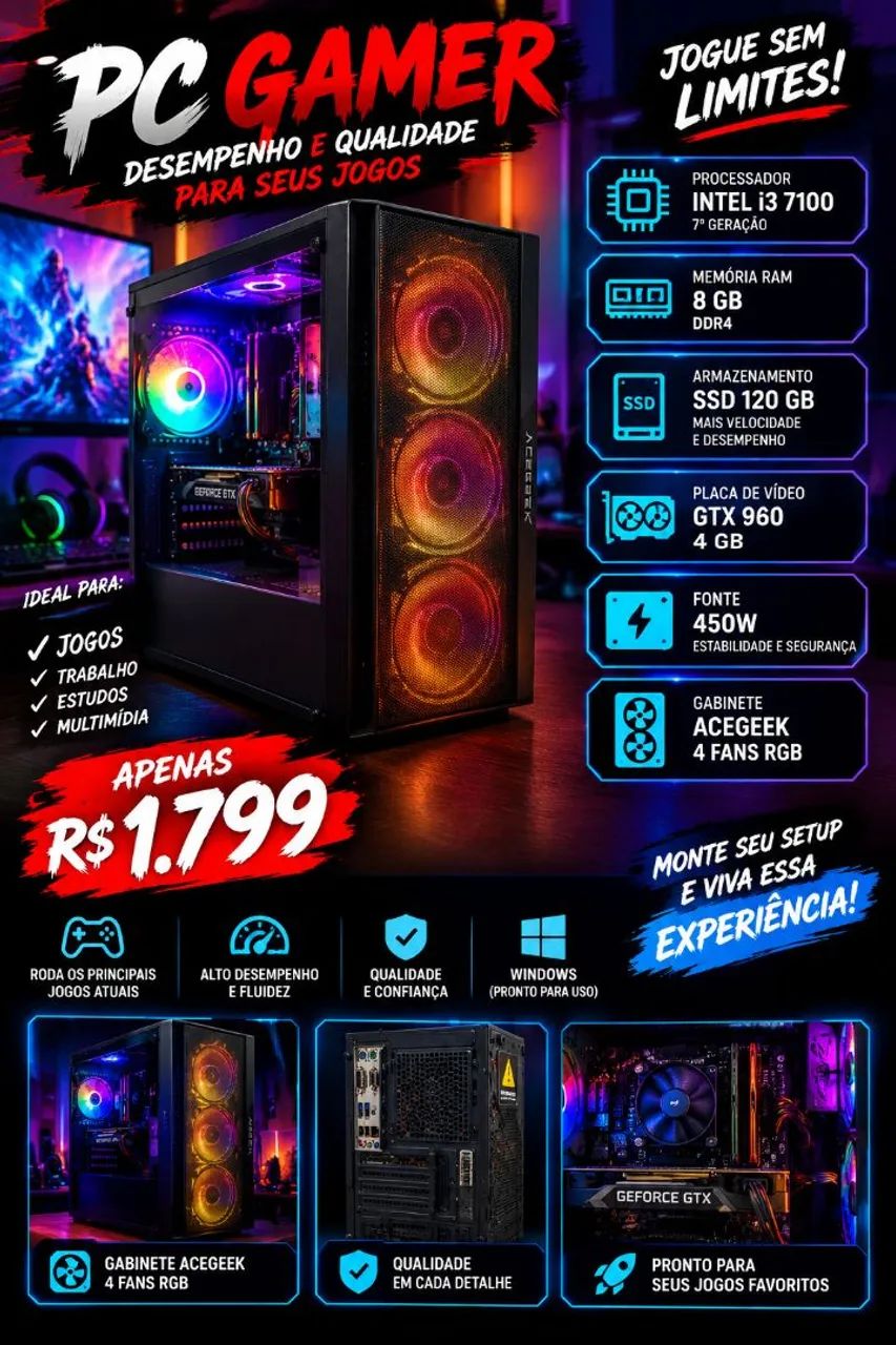 Pc Gamer custo benefício 