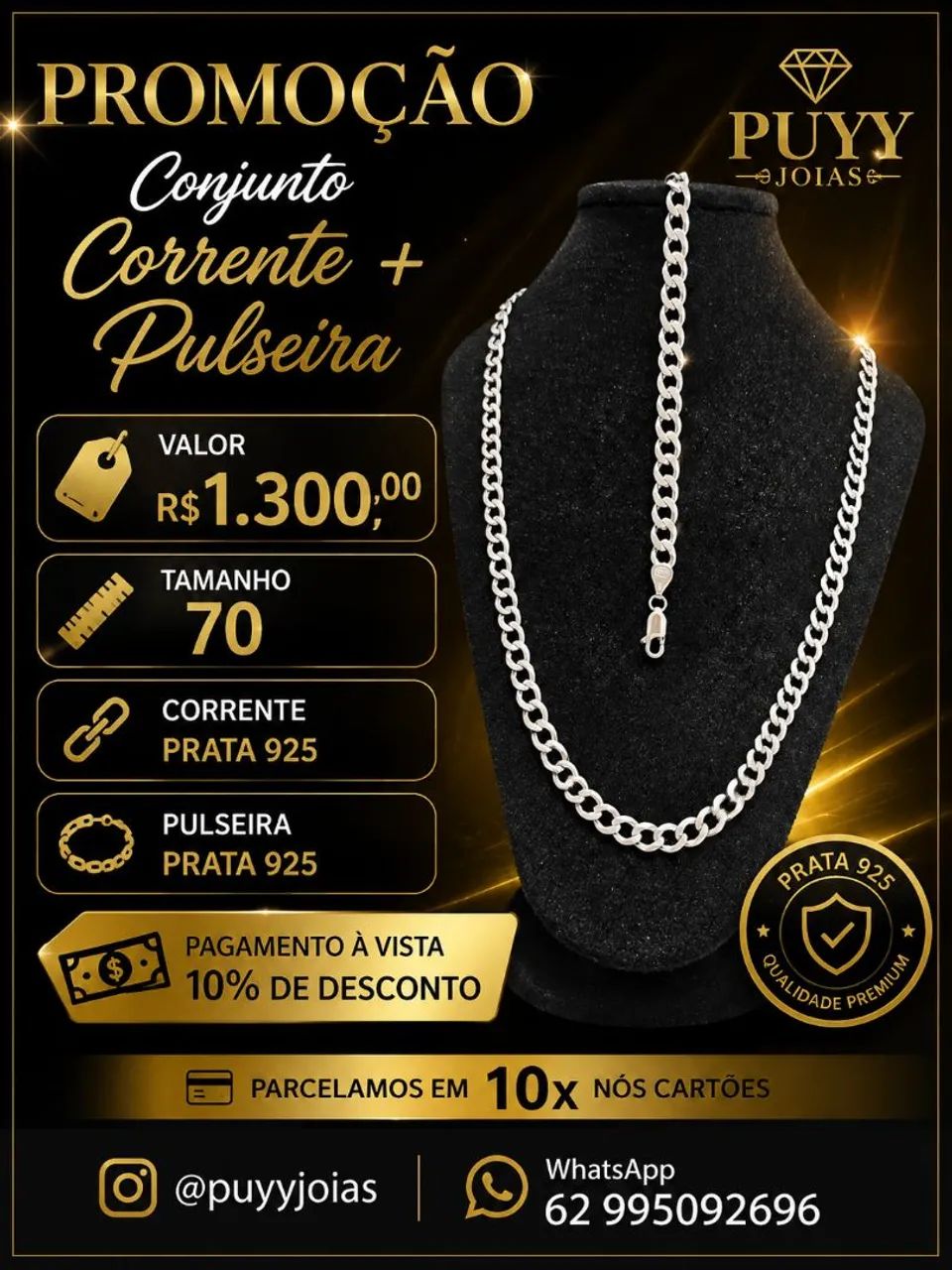 Promoção  Correntes de Prata 925 - Foto 2