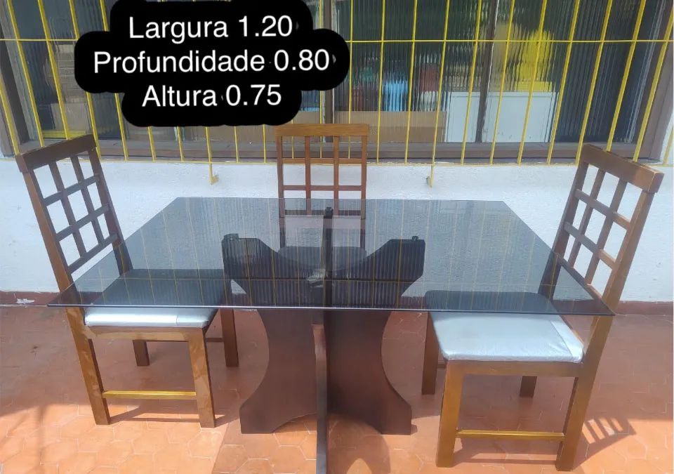 Mesa jantar tampo de vidro com 3 cadeiras  - Foto 2