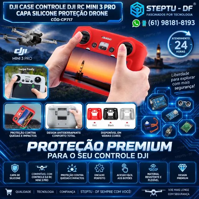 Dji Case Controle Dji Rc Mini 3 Pro Capa Silicone Proteção Drone Automação COD-CP717 