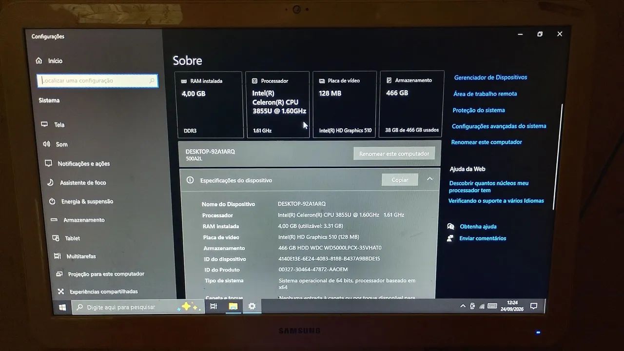 Vendo Computador Samsung All-in-One funcionando perfeitamente