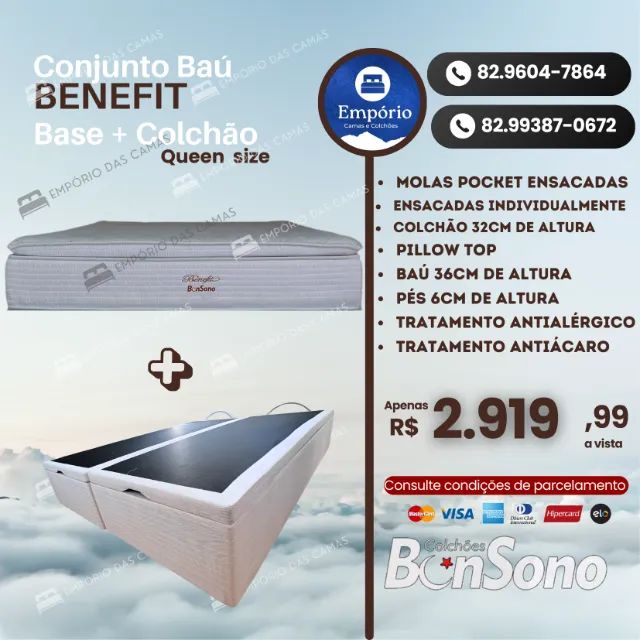 Cama Base bau e colchao bonsono molas ou espuma - Foto 4