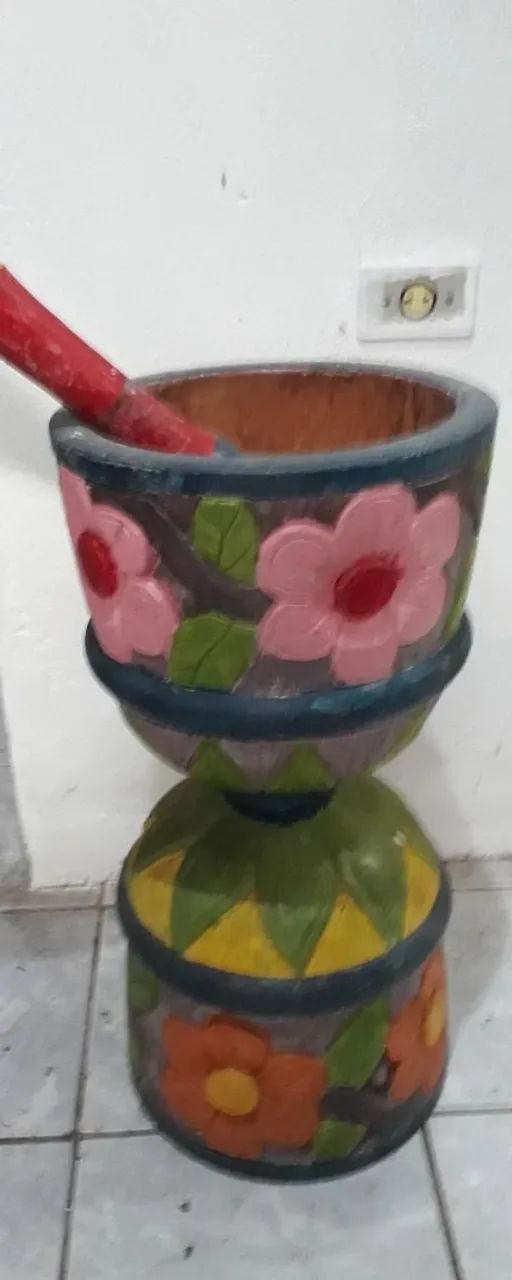 Pilão Antigo todo pintado - Foto 3