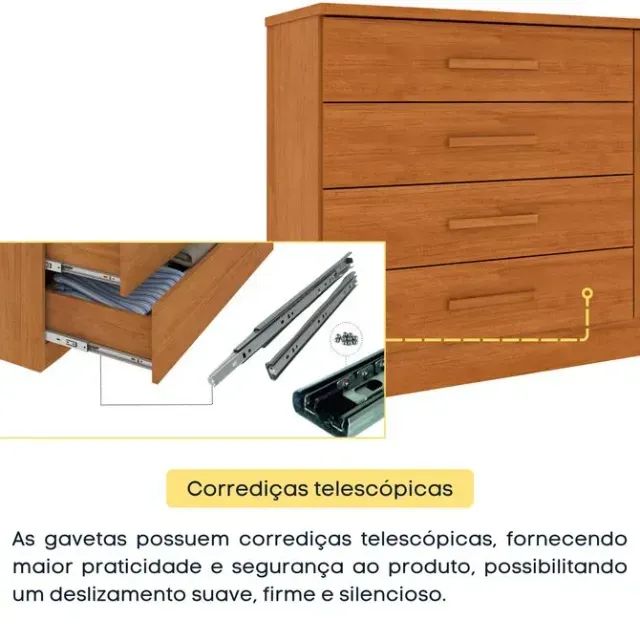 Cômoda Barcelona 4 Gavetas para Quarto - Foto 2