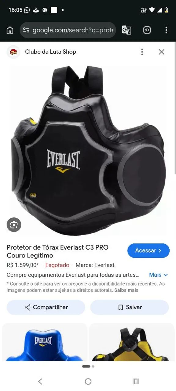 Protetor Tórax profissional Everlast Boxe e muay Thai  - Foto 3
