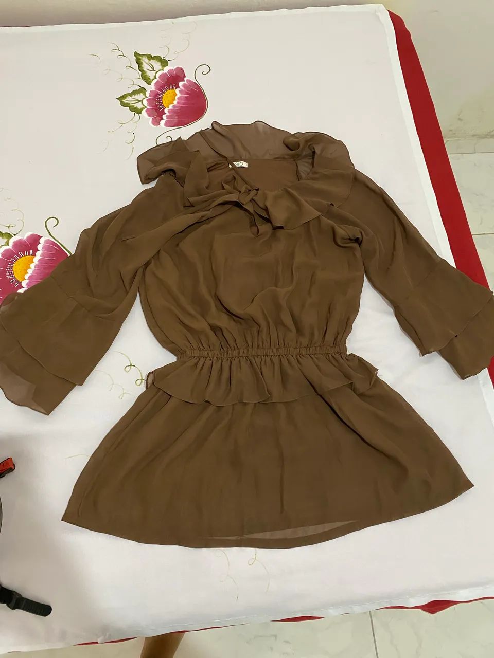 Vestido borro marrom 