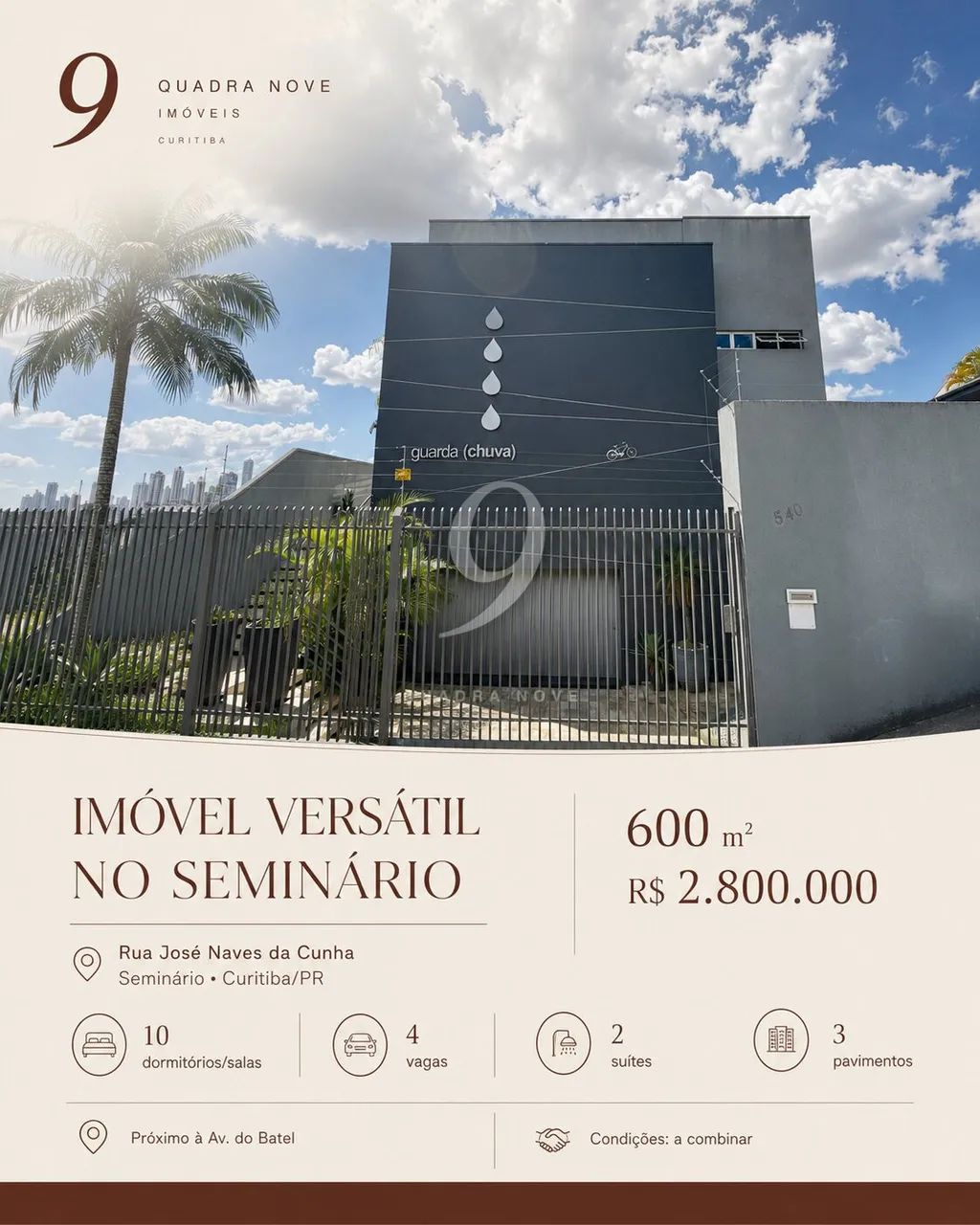 Imóvel Comercial com 600 m², 3 Pavimentos e 4 Vagas no Seminári - Foto 2