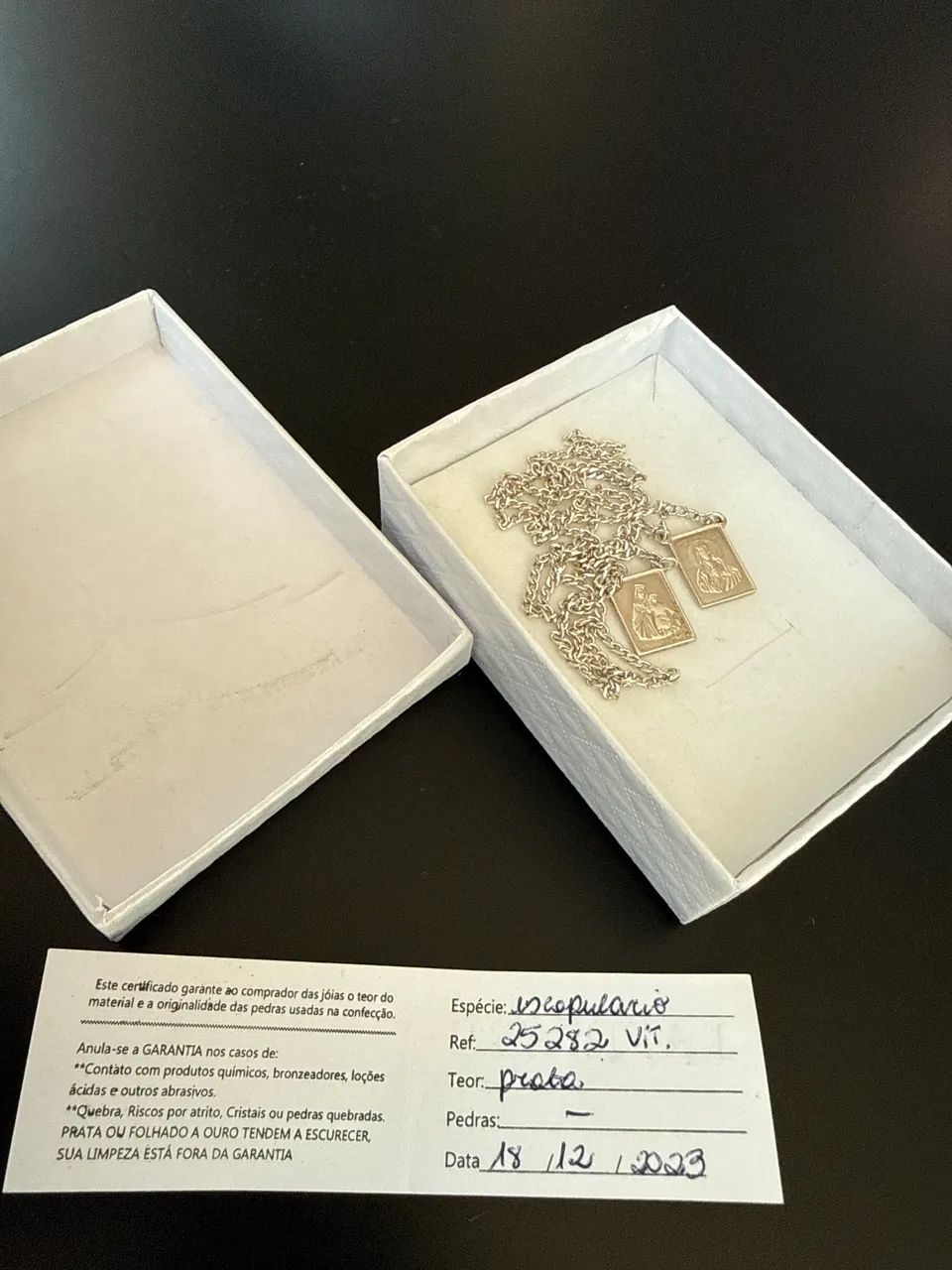 Escapulário de prata 925 com certificado - Foto 3