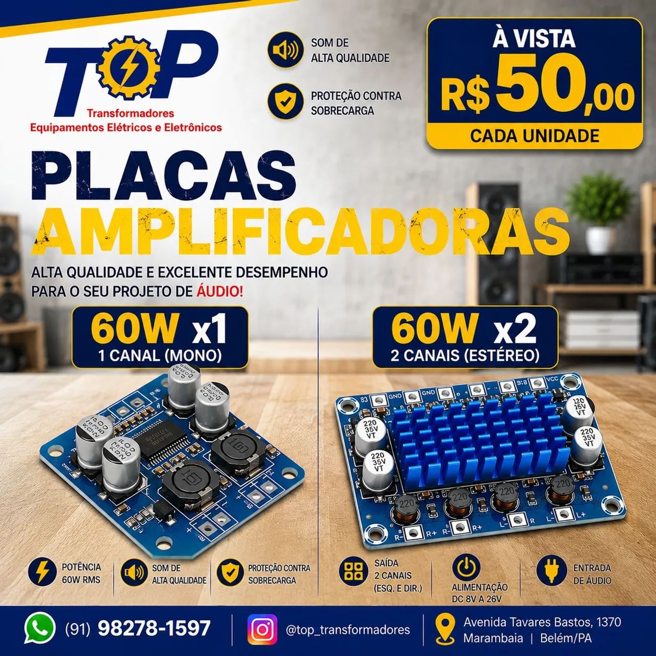Placa Amplificada 60W 