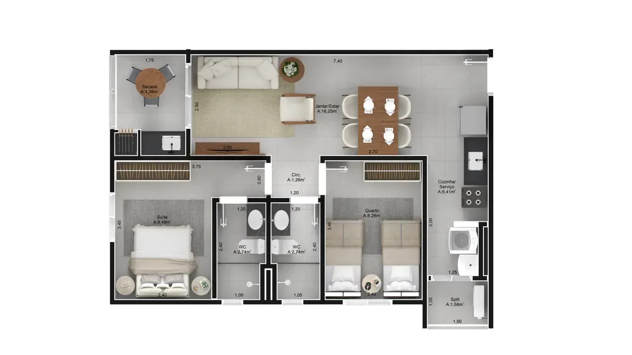 PLANTA 61m²