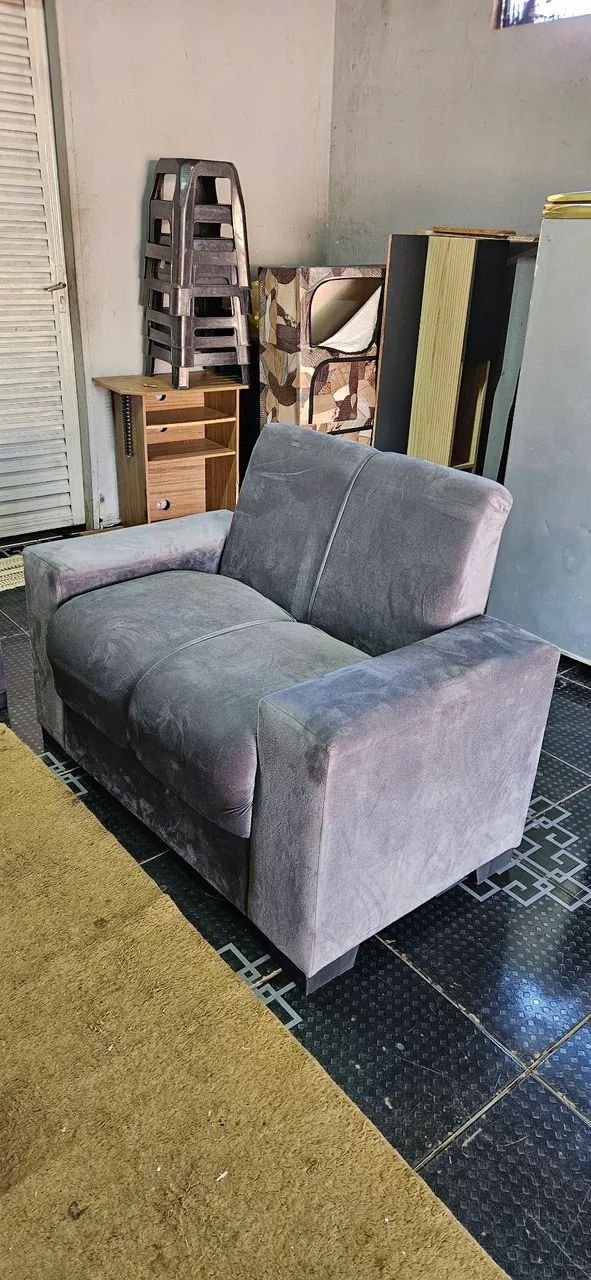 jogo sofa 2 e 3 lugares semi novos tecido suede - entrega grátis  - Foto 5