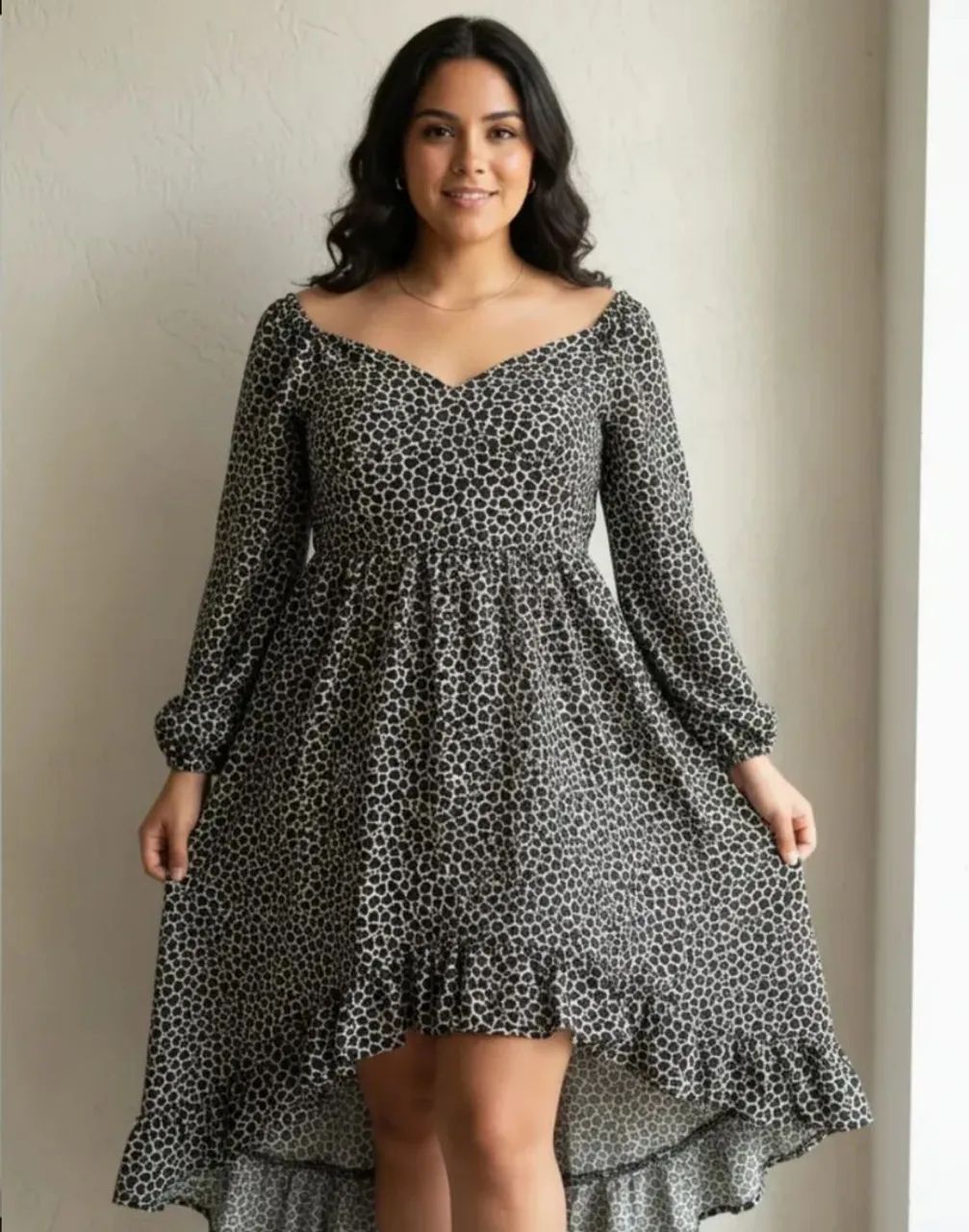 vestido feminino manga longa estampado m - Foto 3