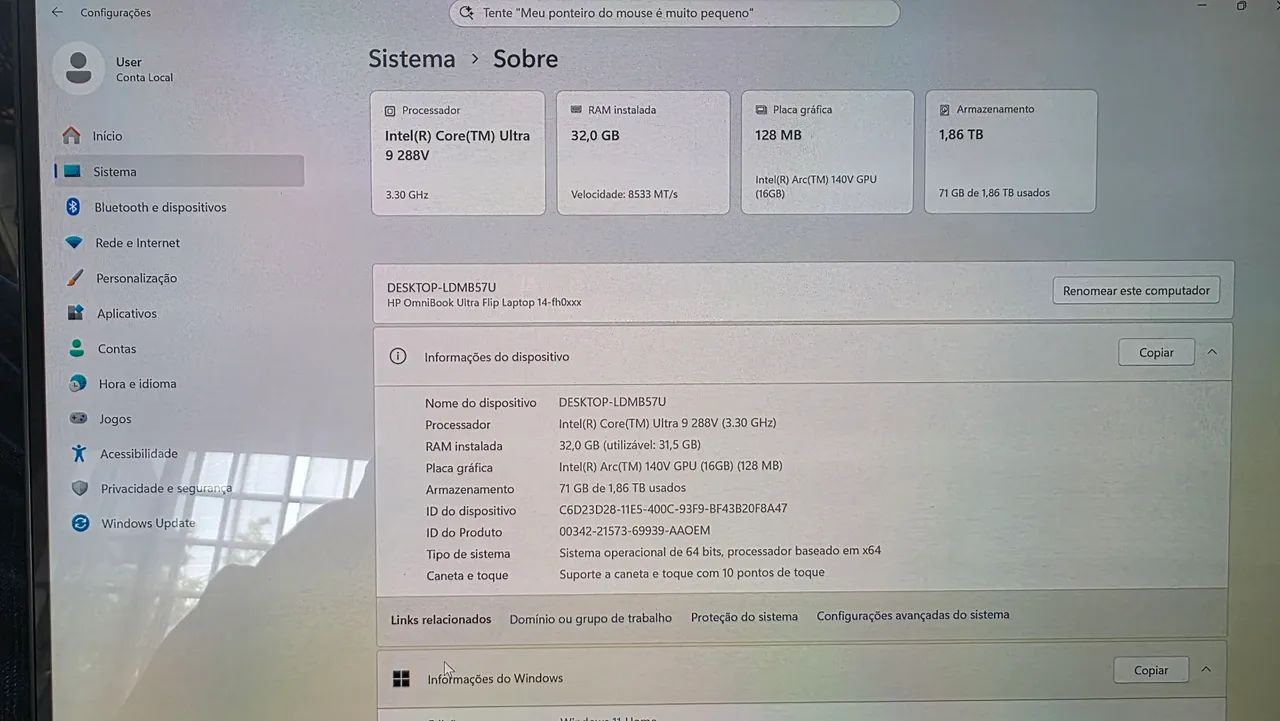 Vendo notebook HP OmniBook Ultra 9 288V  - Foto 5