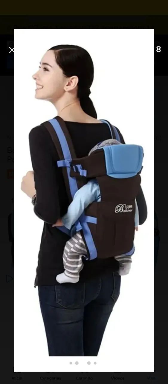 Bolsa canguru para bebê nova usada uma vez - Foto 3