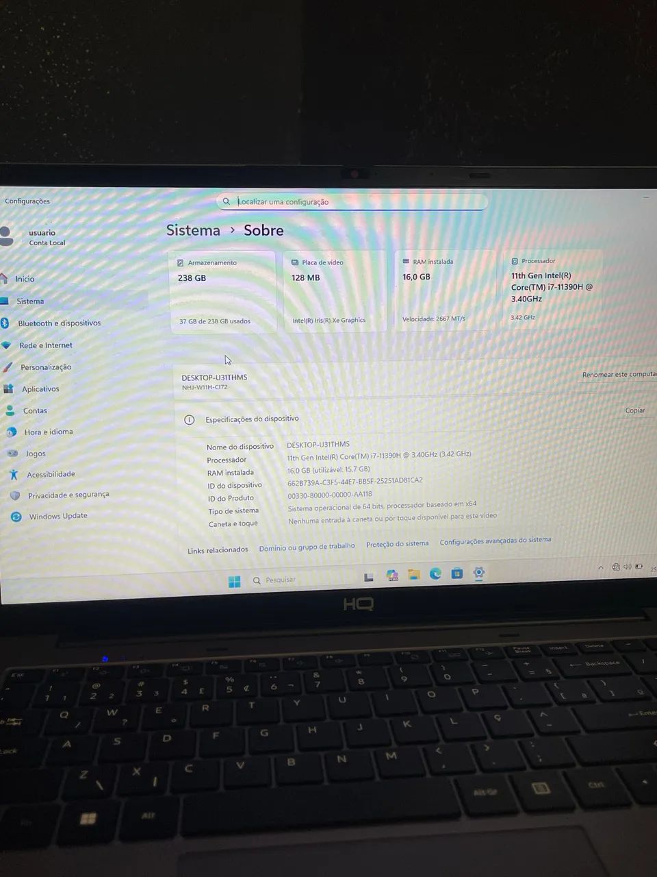 Notebook core i7 11 geração 16gb nvme 256gb - Foto 2