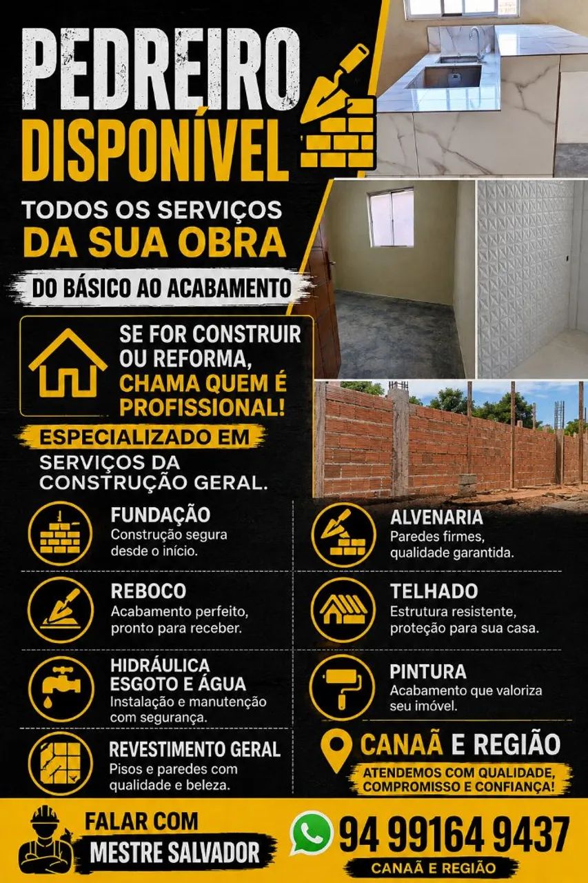 Construções e Reforma do básico ao acabamento profissional qualificados
