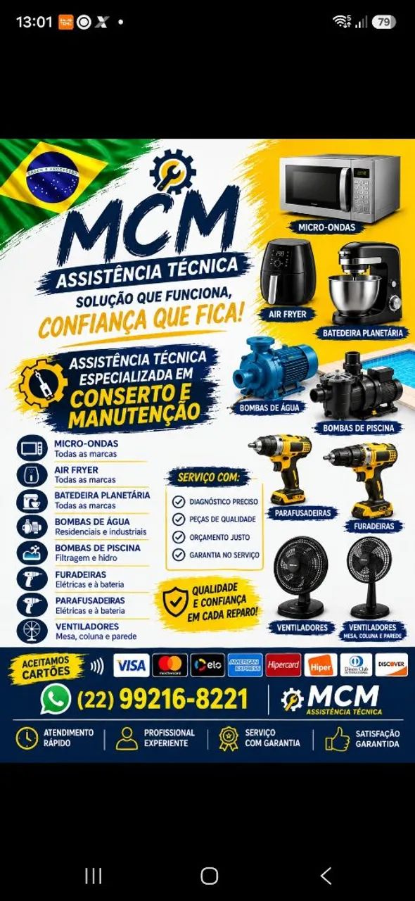 Conserto de Microondas e eletrodomésticos em geral. 