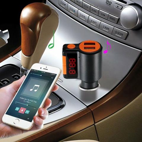 Transmissor Fm Veicular C Bluetooth Mp3 2 Usb Sd Aux P2 Tel