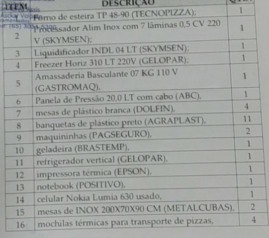 Vendo equipamentos de pizzaria