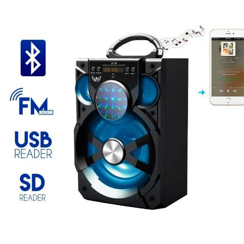 Caixa de Som A76 Altomex Bluetooth Led Usb Sd Rádio Fm Potente 15w