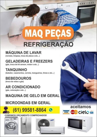 Consertos em máquina de lavar, geladeira, freezer,etc 