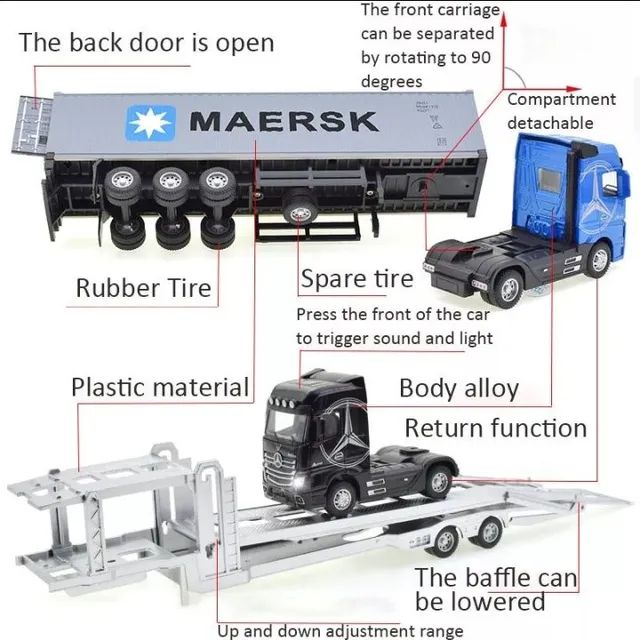 Miniatura Carreta Mercedes Benz Container Escala 1:50 Maersk