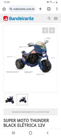 Moto Eletrica Infantil Bandeirante Super Thunder 12V Pink - Maçã