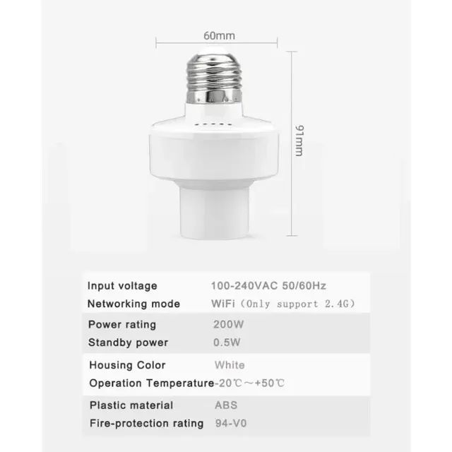 Soquete Bocal Lampada Wifi Tuya, Compatível com Alexa  - Foto 2