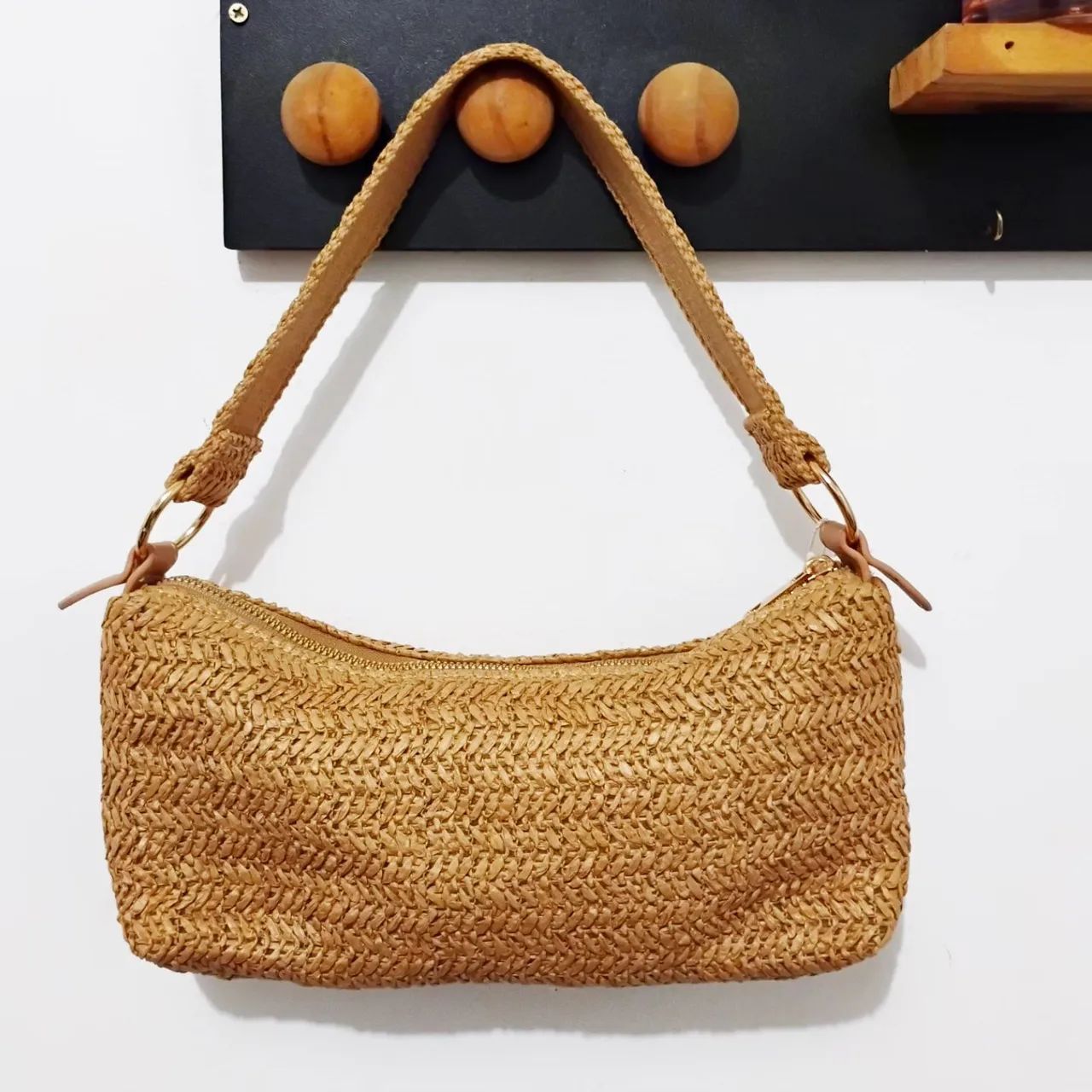 Bolsa de Ombro em Palha baguete duas alças Primark original