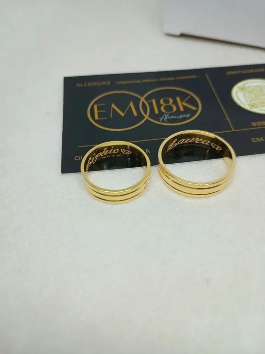 Prata banhado a Ouro - Alianças modelos com 6mm - Foto 3