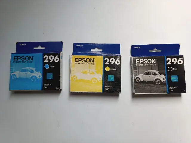 3 Cartuchos De Tinta Ciano Amarelo Preto Epson T296220