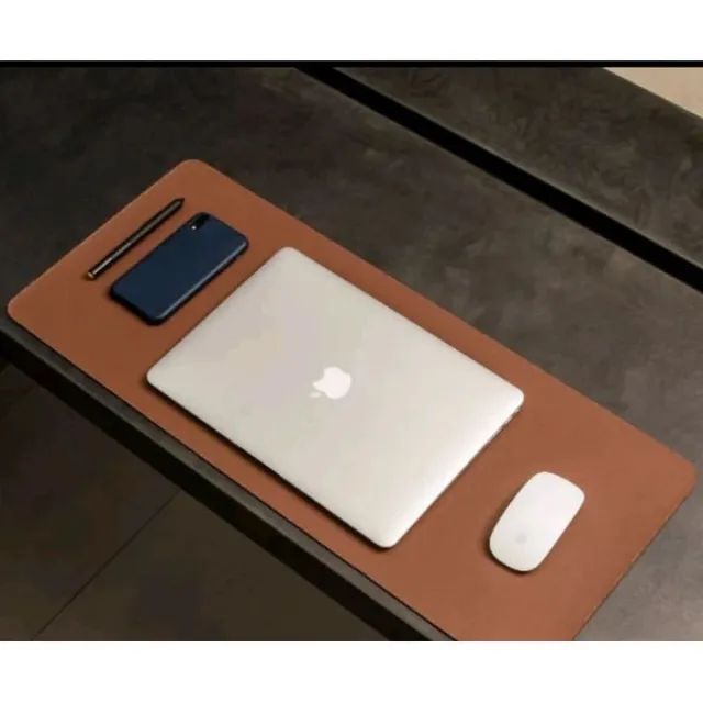 Mousepad mouse pad 70 x 30 cm em couro sintético marrom preto