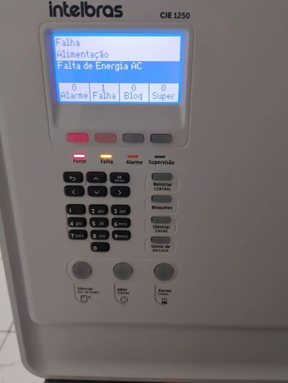 Central de incêndio CIE 1250