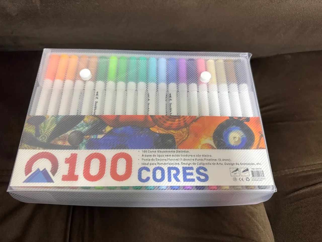 Kit 100 Canetas Coloridas Ponta Dupla para Desenho e Lettering