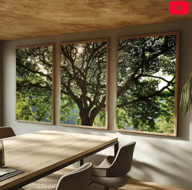 Quadro Decorativo Árvore da Vida, Serenidade Verde: Respire Paz (1 Vidro Quebrado)