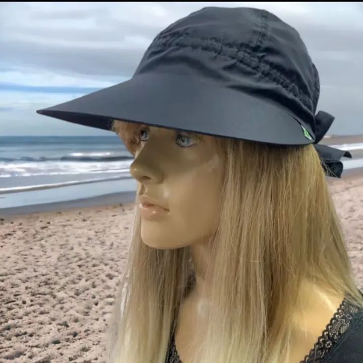 Boné de Sol Feminino Preto com Fita - Foto 4
