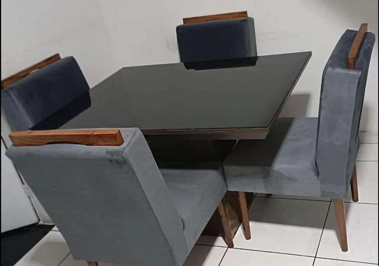 Conjunto de Cadeiras de Veludo Cinza - Foto 3